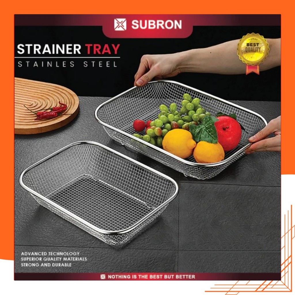 Keranjang Saringan Stainless Steel Lubang Kotak/Peniris Minyak/Keranjang Buah Gorengan Sayur SMK