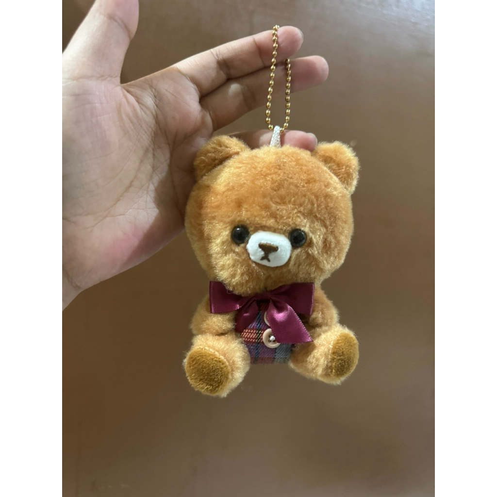 Boneka gantungan kunci Karakter Teddy Bear tartan size 12cm original / Boneka gantungan Kunci beruan