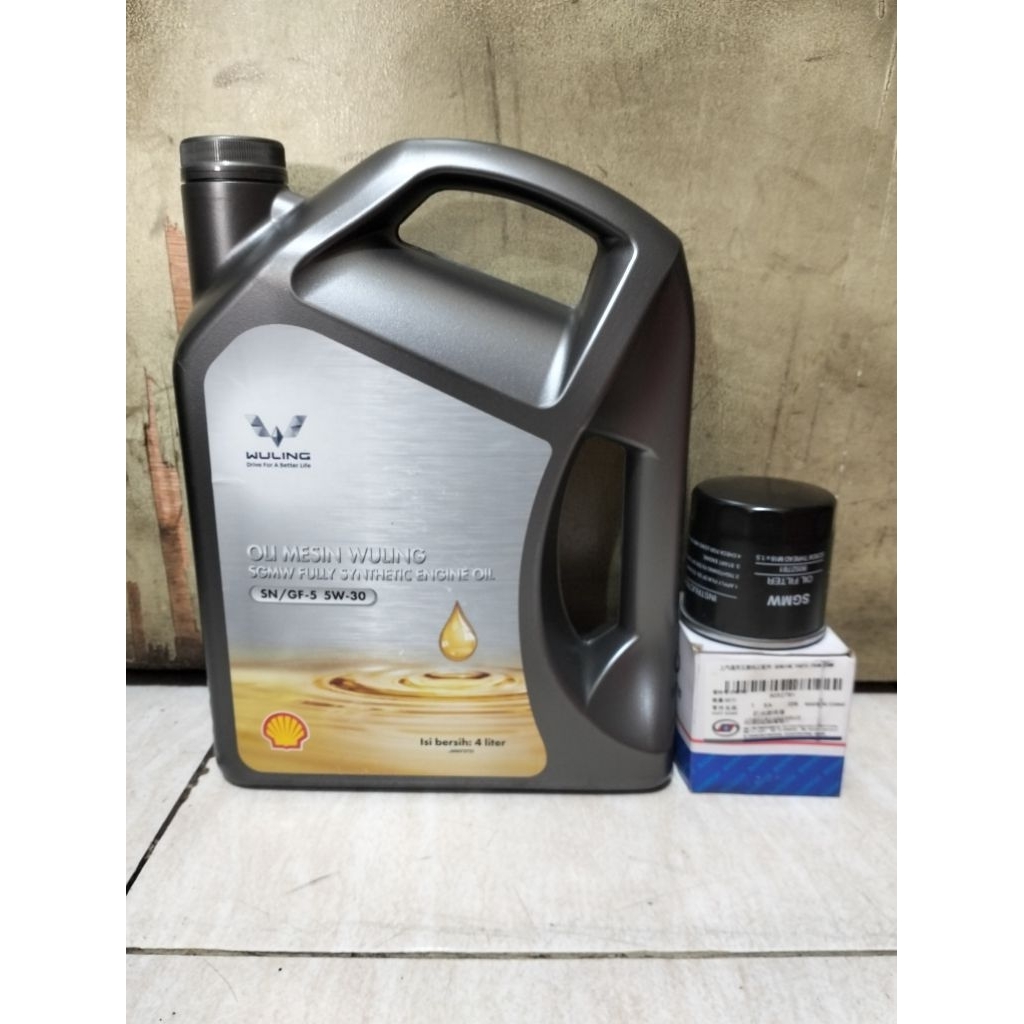 Oli Mesin Mobil Wuling SGMW SAE 5W-30 Original Wuling Kemasan 4 Liter + Filter Oli Wuling Formo 1200