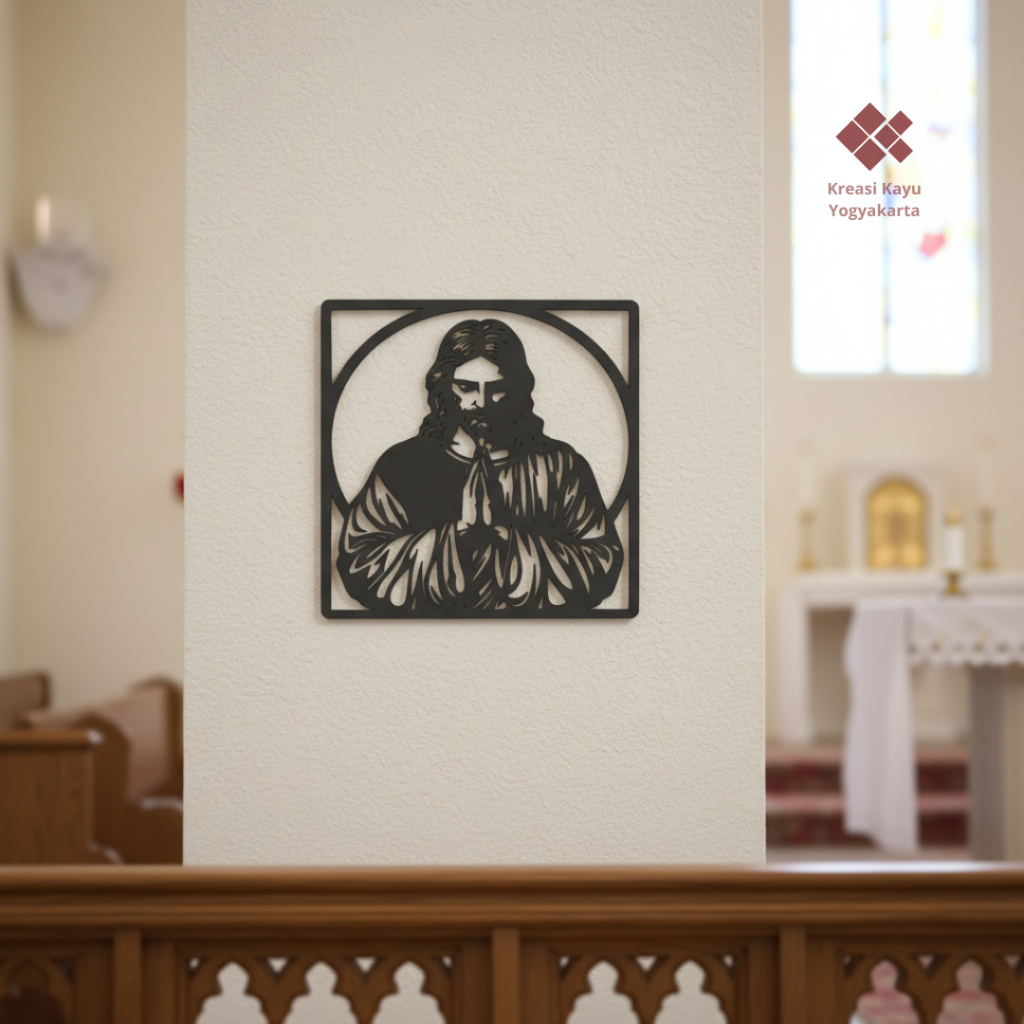 Hiasan Dinding Yesus Wall Decor Kristen Katolik Aesthetic Pajangan Kayu Ruang Tamu