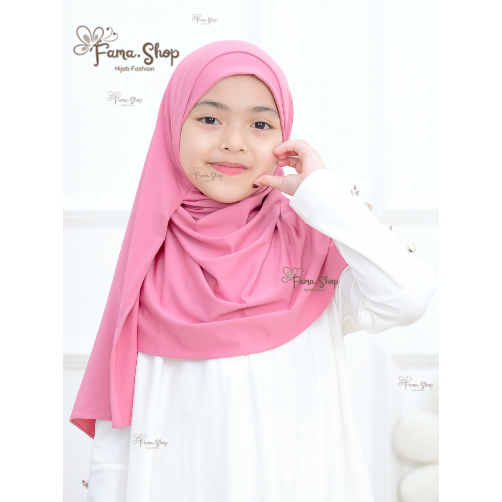 HIjab Pashmina Instan anak 2 in 1,Hijab Pashmina instan anak 6-13 Tahun