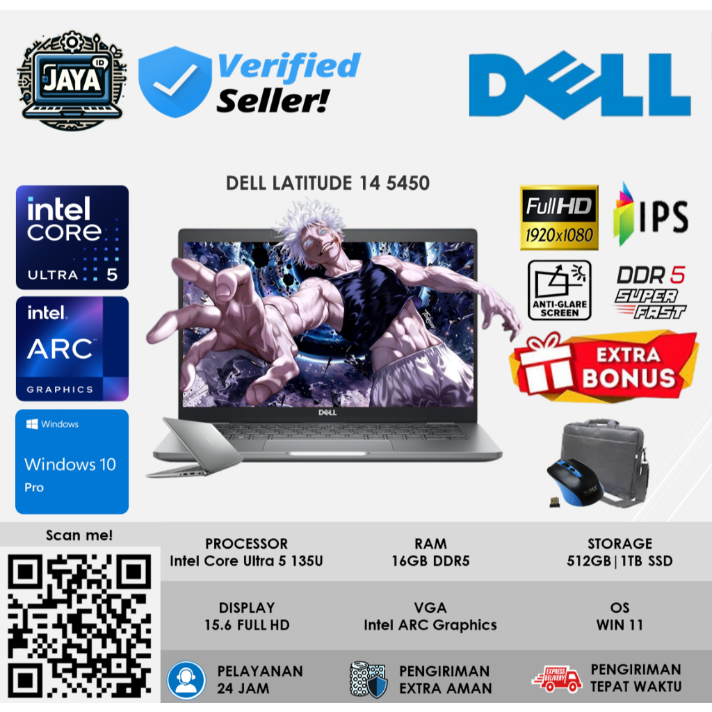 Laptop Dell Latitude 13 5450 Intel Core Ultra 5 135U Ram 16GB DDR5 SSD 1TB Storage Windows 11
