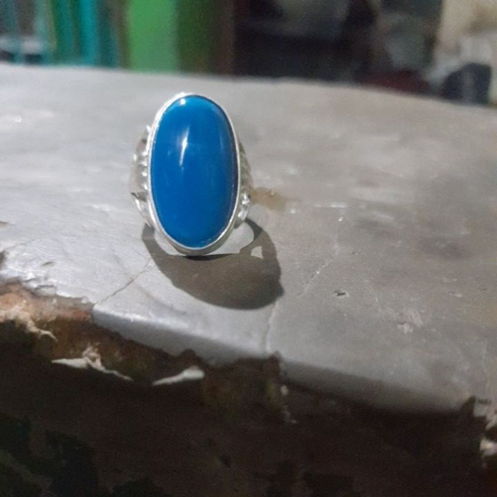 natural Batu pirus persia blue royal ring perak handmade