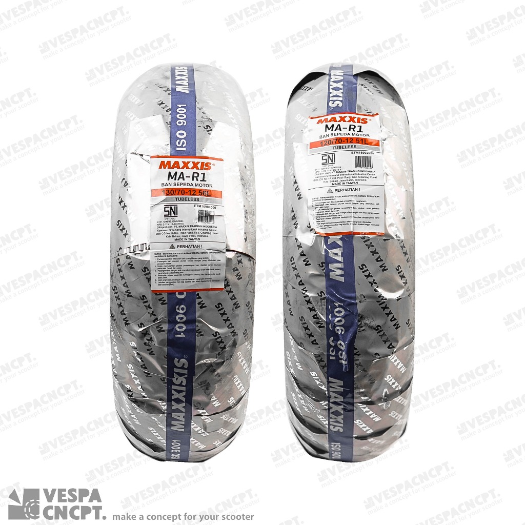 Ban Maxxis Ma R1 Vespa Gts Sprint Primavera Upsize Set Depan 120/70-12 Belakang 130/70-12 Ring 12 Fr