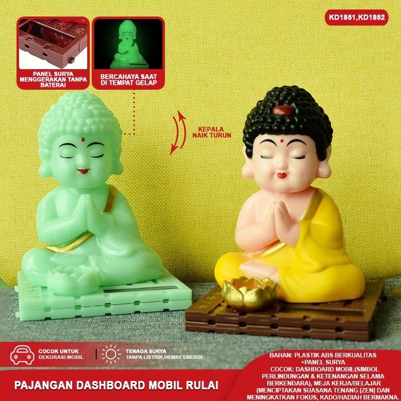 Pajangan Dashboard Mobil Dewa Uang Rejeki/Budha/Ganesha/Kwan Im-Hiasan Solar Power Premium