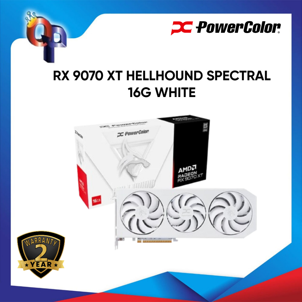 PowerColor Radeon RX 9070 XT 16GB GDDR6 Hellhound Spectral White - VGA CARD RX 9070XT RX9070XT