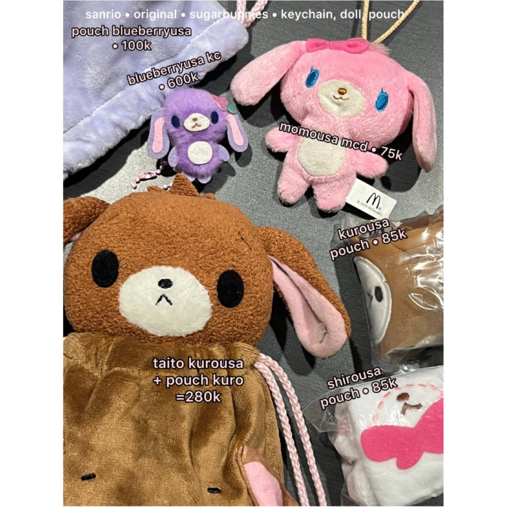 Sugarbunnies sanrio kurousa, blueberryusa, momousa, shirousa