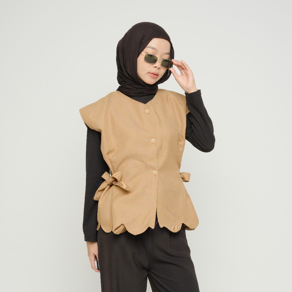 CHERISH VEST WANITA SEMIWOLL TALI PINGGANG / ROMPI TALI ATASAN WANITA
