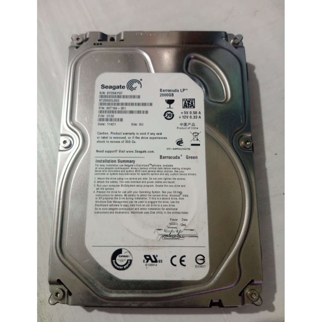 hardisk PC bekas rumah normal 2TB
