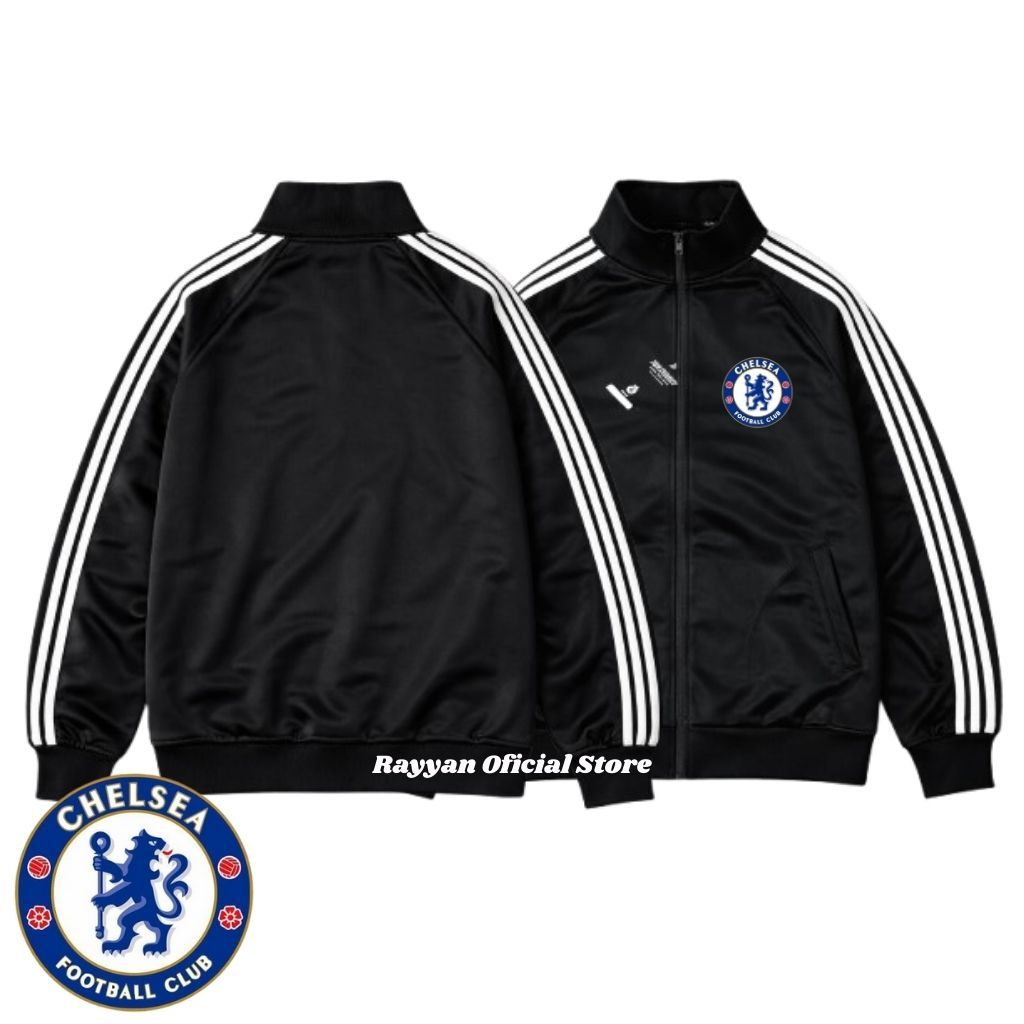 Jaket Basic Pria Wanita Tracktop Black Stripe Chelsea Pria & Wanita - Jaket Couple Olahrag Outdoor H