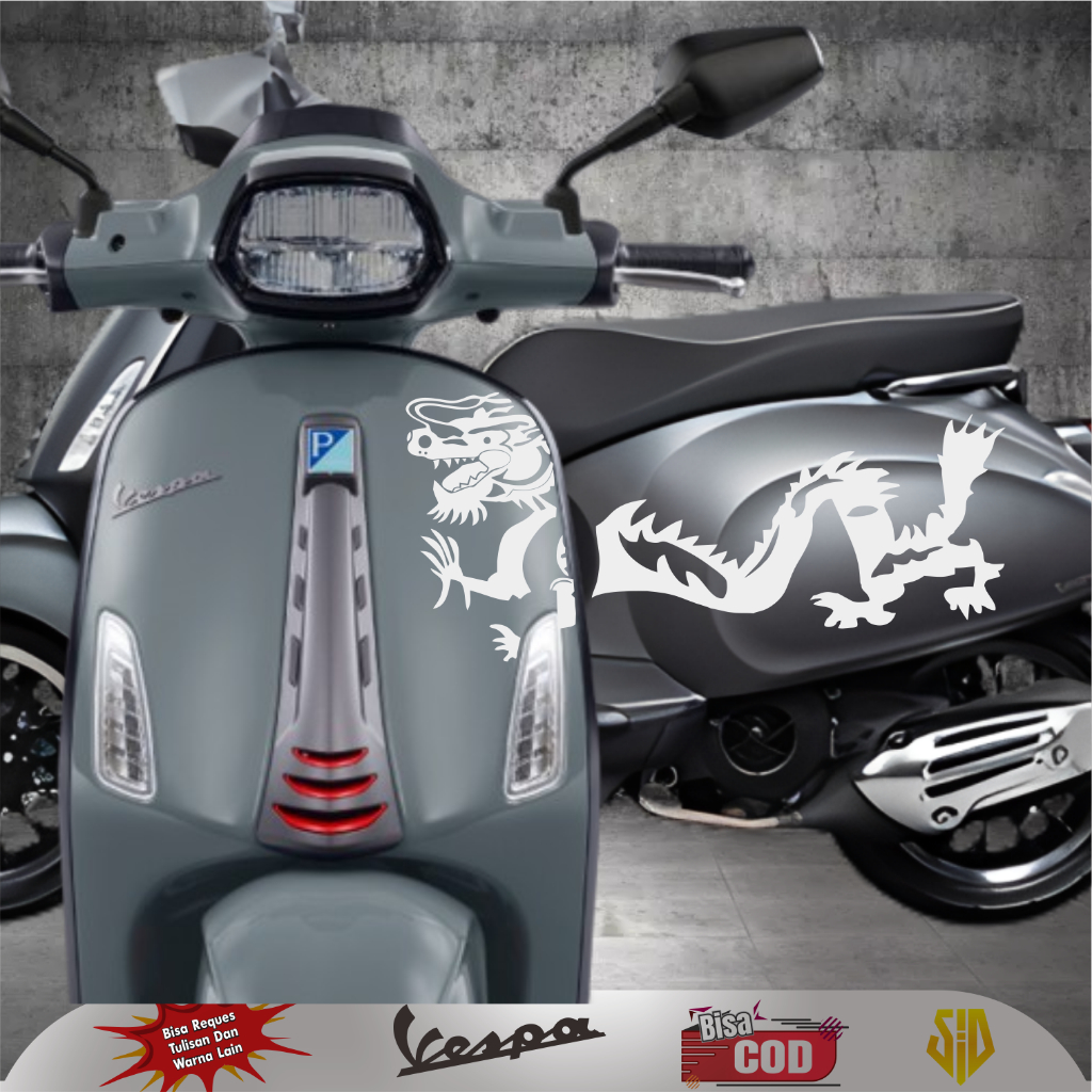STICKER VARIASI VESPA SPRINT S MOTIF NAGA / VESPA SPRINT DRAGON / STIKER DRAGON VESPA / STICKER VESP