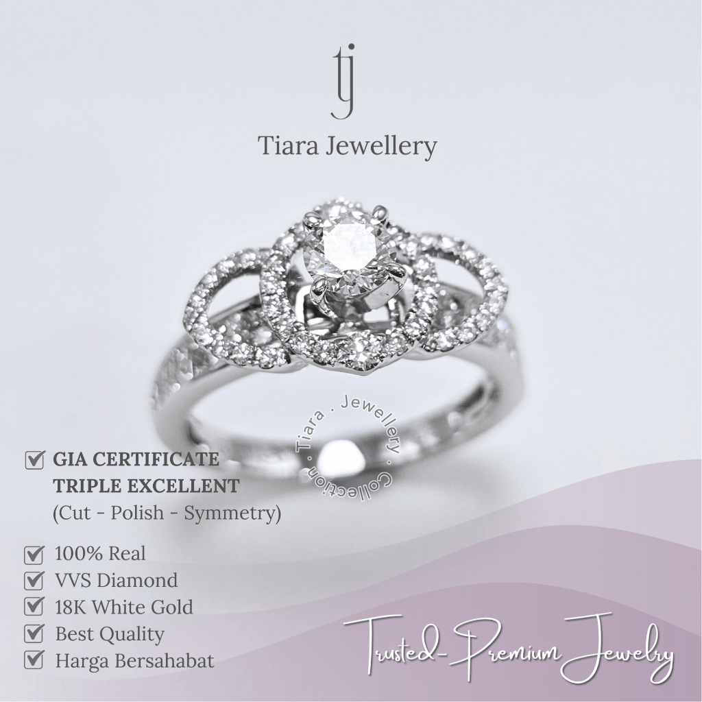 Tiara Jewellery - Limited Edition Luxury Women Fashion Ring GIA Triple Excellent VVS Diamond 18K Whi