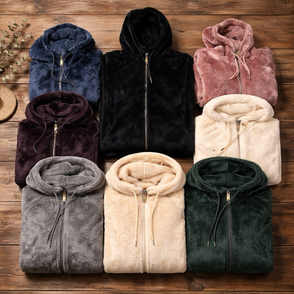 Jaket Hoodie Bulu Glossy Premium