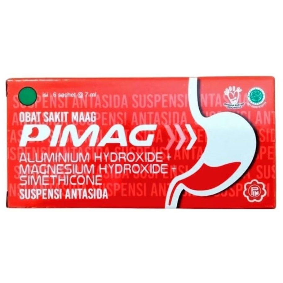 PIMAG Suspensi Antasida (6 Sachet @ 7ml /Dus) - Obat Sakit Maag Sirup Suspensi