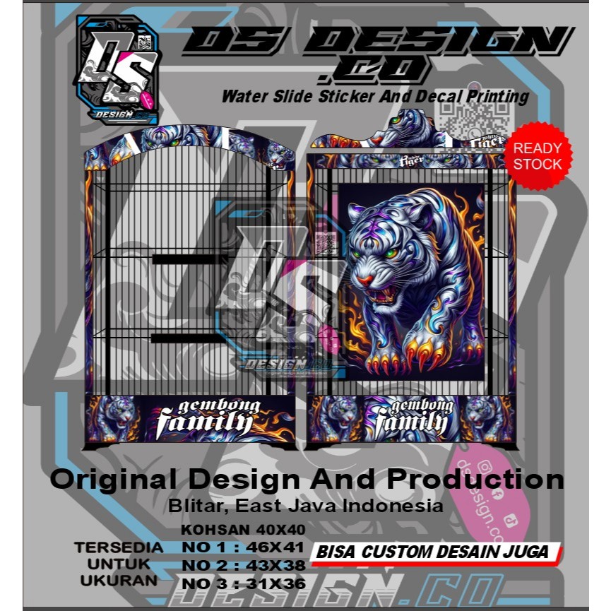 water slide decal sangkar nomor 2 white tiger