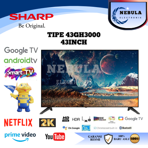 TV ANDROID SHARP 43 INCH SMART ANDROID GOOGLE TV / LED TV SHARP 43 INCH SMART GOOGLE BARU BERGARANSI