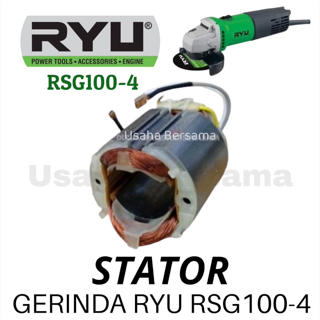 STATOR GERINDA RYU RSG100-4 SEPUL RYU GERINDA RSG1004 TEMBAGA GULUNGAN BANYALAN GERINDA RYU RSG100 4