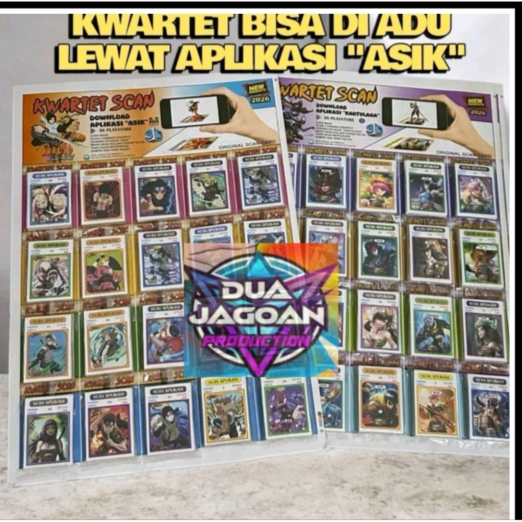 KWARTET 3D SCAN HP APLIKASI TERBARU MOTIF GAMBAR (NARUTO)(MOBIL LEGEND)(ONE Piece) 1 LEMBAR isi 640 