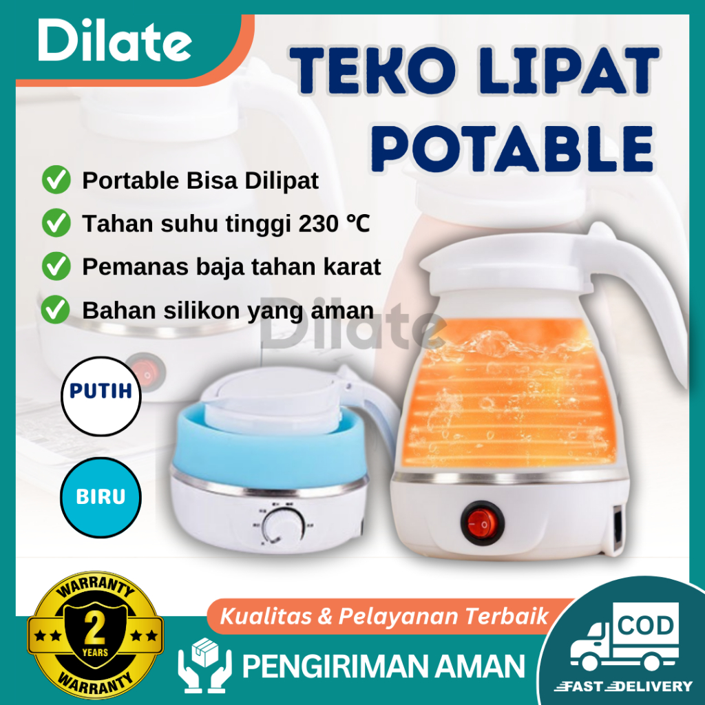 DILATE Teko Listrik Lipat Portable 600ml Pemanas Air Foldable Electric Kettle Camping Travel Mini