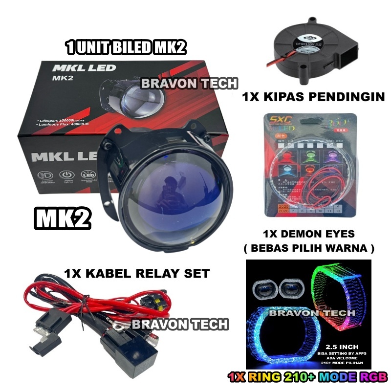 Biled Projector MKL 2,5 Inch Bluelens MKL MK2 Gen 2 Flat Cut Off 60 WATT Original MKL