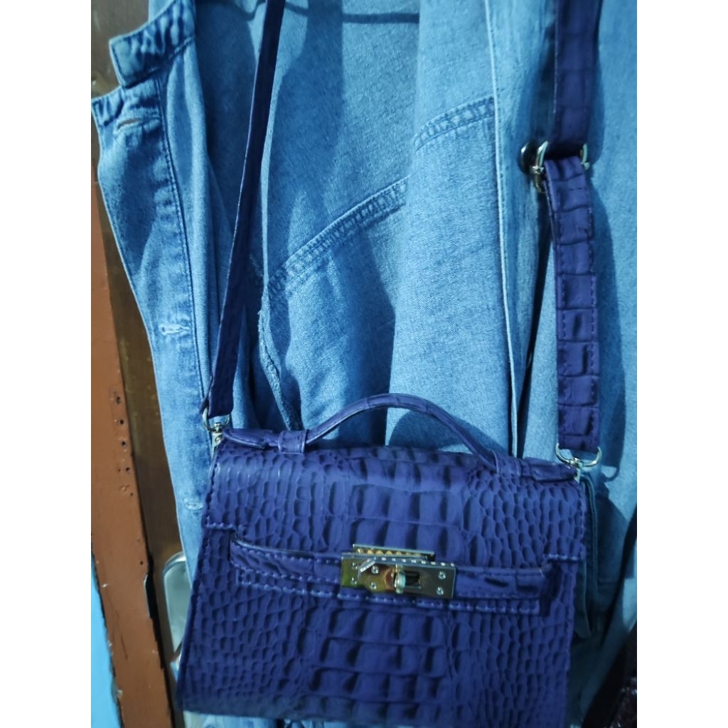 Tas Kulit Asli Model Kelly warna Ungu