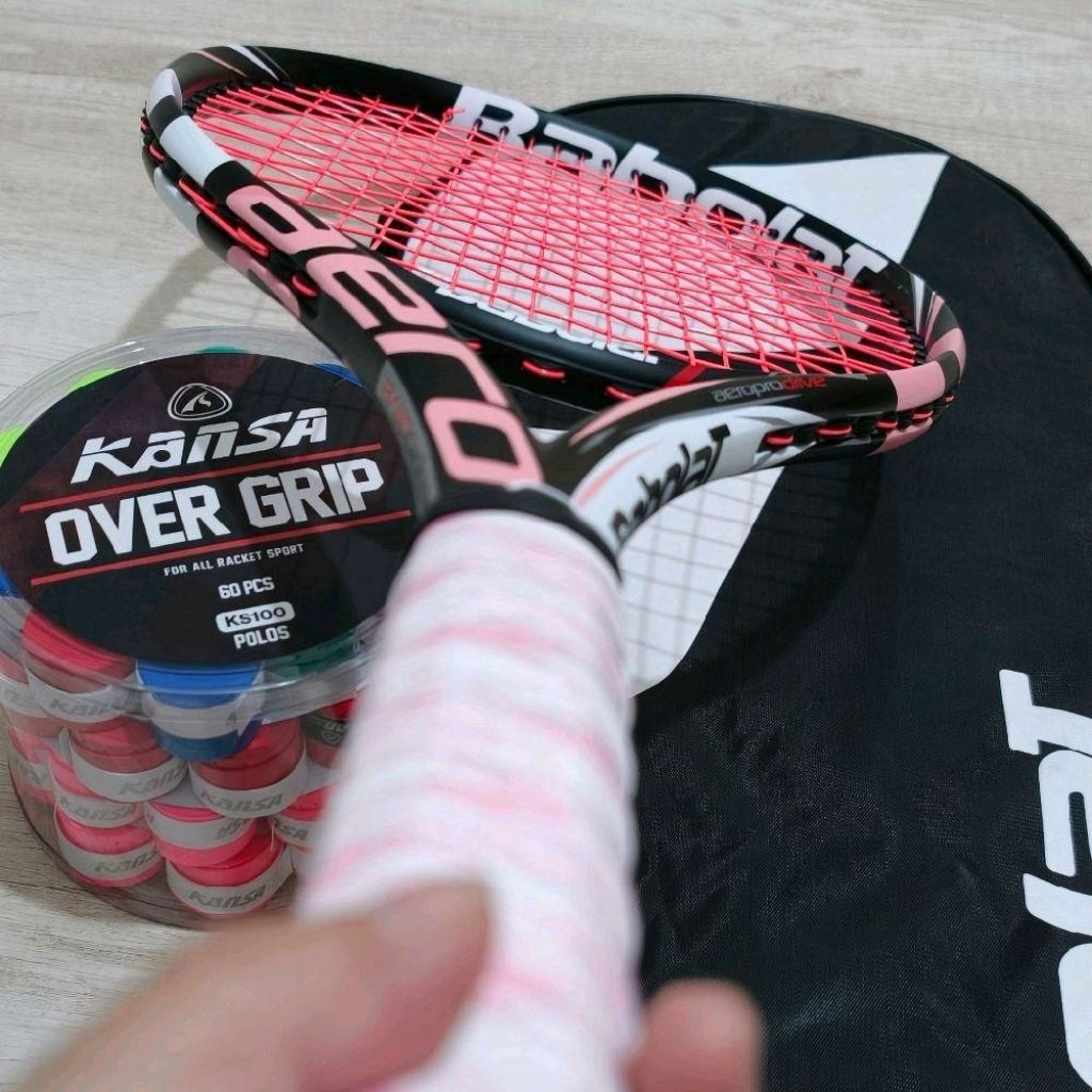 Raket Tenis Babolat Aero Pro Drive Carbon Senar Pink Siap Pakai