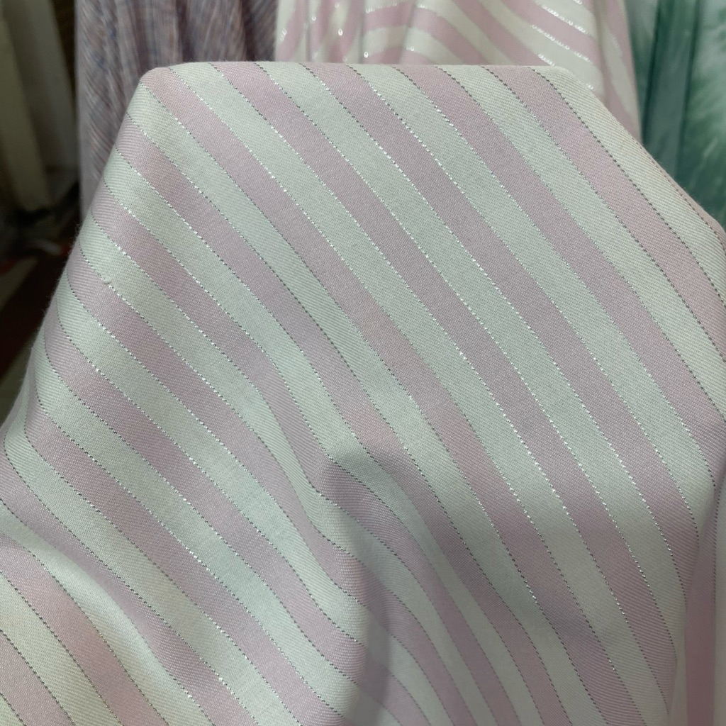kain katun motif - kain katun twill motif salur glitter premium - kain katun original - kain katun s