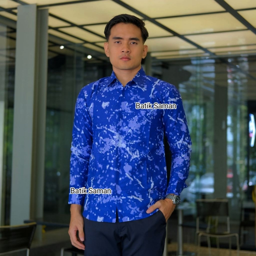 Baju Kemeja Batik Kemensos Ciprat Lapis Furing Slimfit