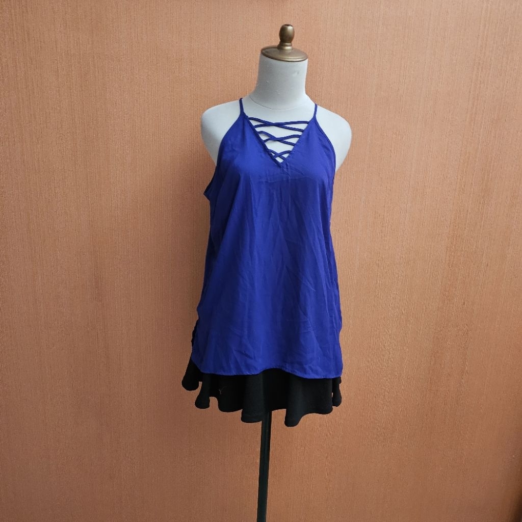 atasan tank top wanita biru elektrik birel SOHO NEW YORK cewek L cute XL santai blouse