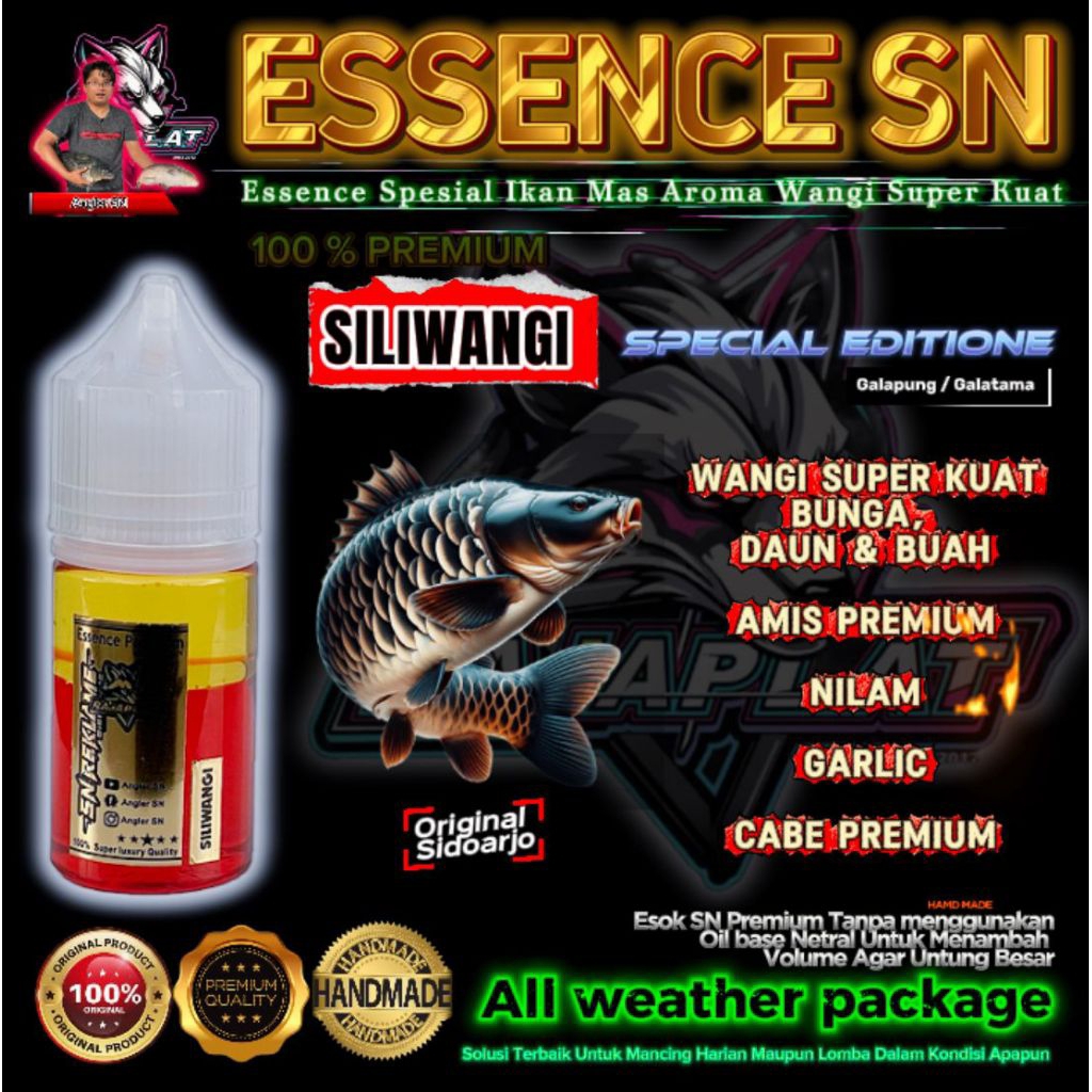 Essence Siliwangi aroma kuat super jahat, Essence galapung ikan mas dan Essence Galatama ikan mas, E