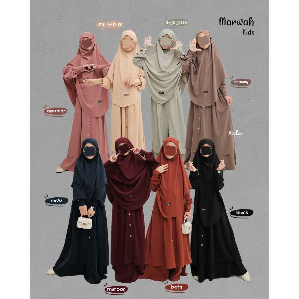 GAMIS SYARI ANAK MARWAH BY AZDA (SET FRENCH KHIMAR)