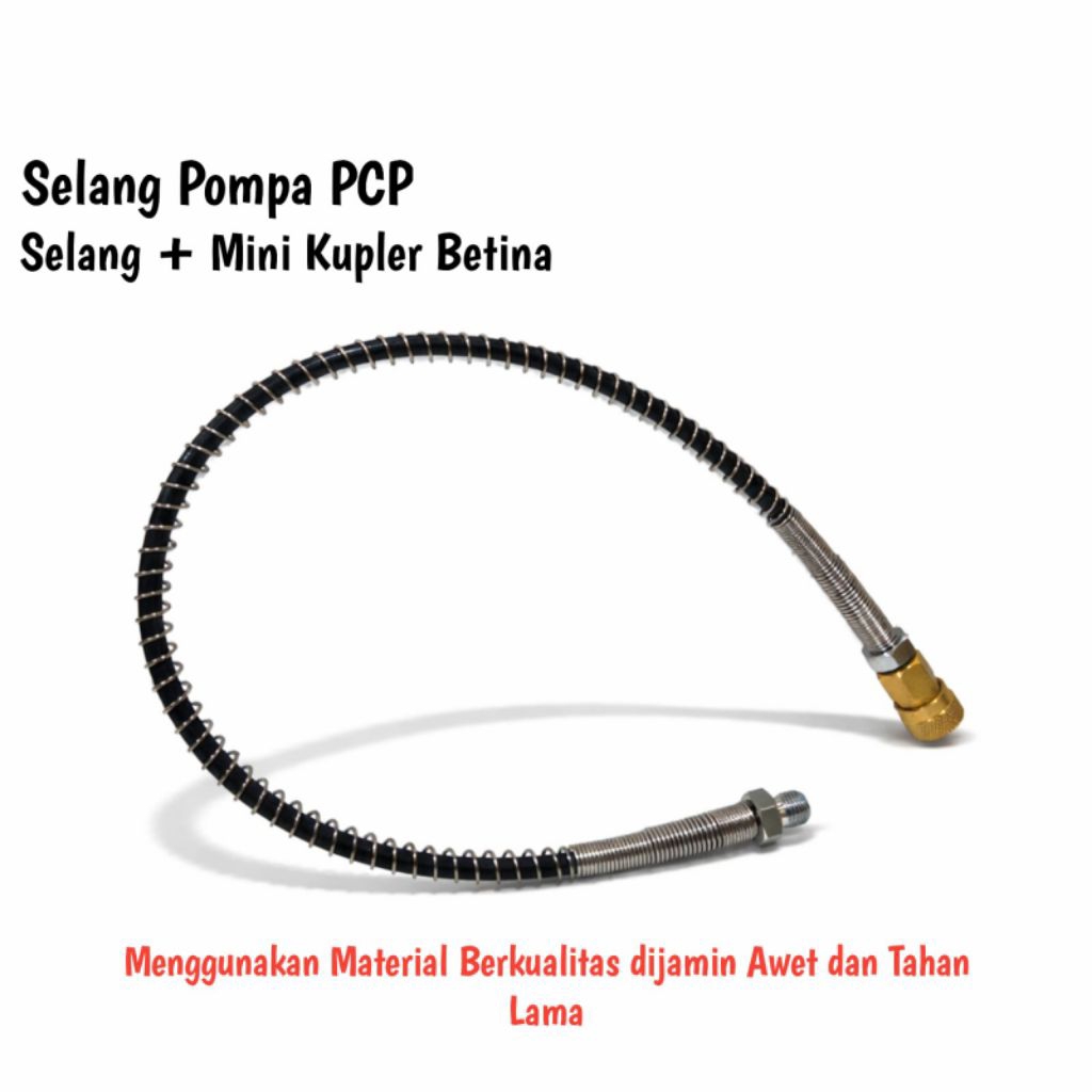 Selang Pompa PCP + Mini Kupler Betina, Selang Pompa PCP 6000psi, Selang Scuba, Selang Pompa PCP Impo