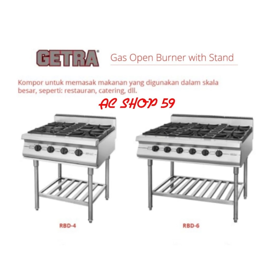 Kompor Gas Open Burner With Standing GETRA RBD-4 / RBD 4 - Kompor Gas 4 Tungku New