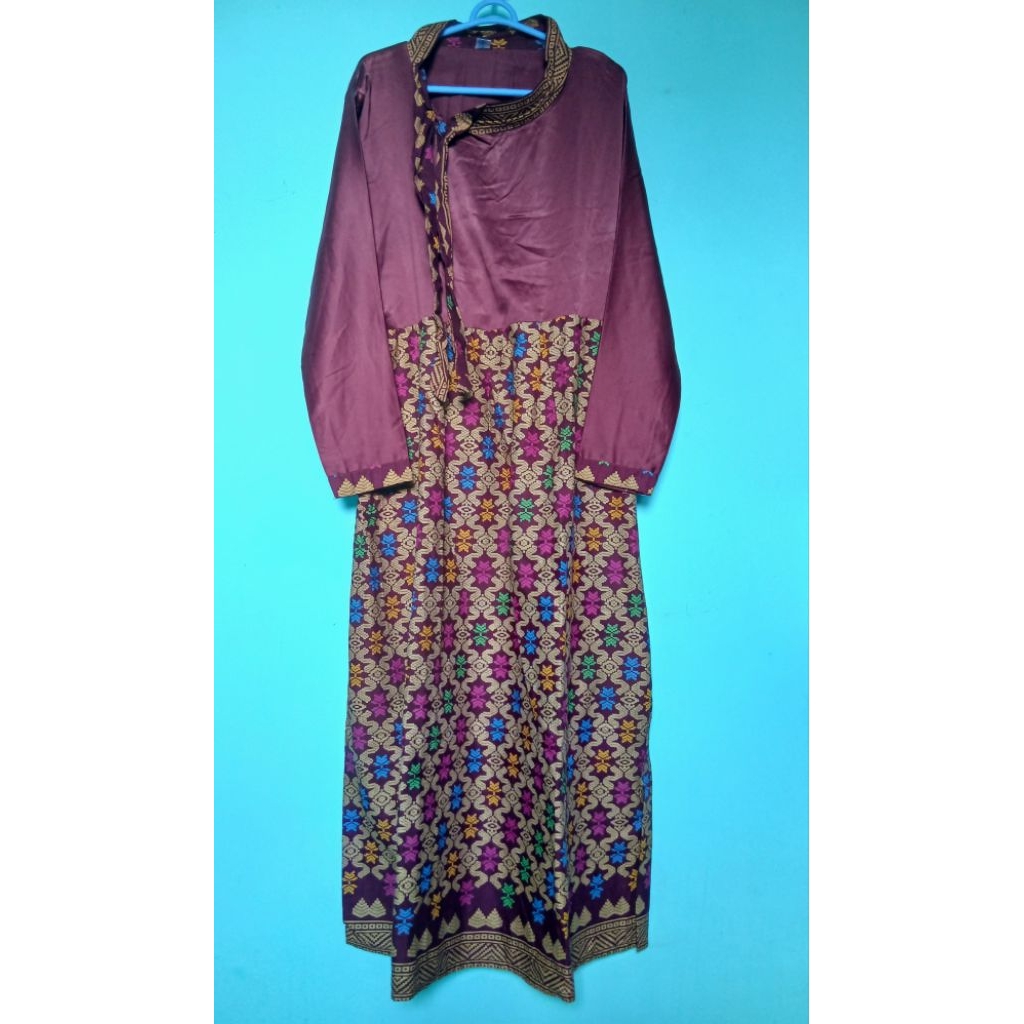 Gamis Maroon mix Batik