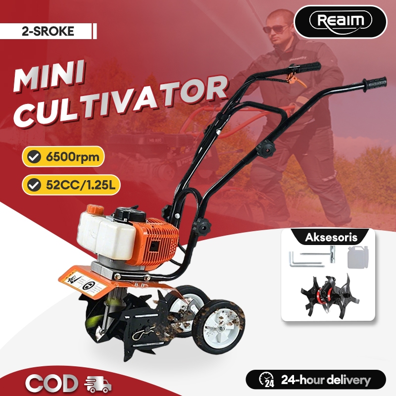 REAIM Mini Cultivator Mesin Traktor Mesin Bajak Sawah Kebun Lahan Basah Kering Kultivator