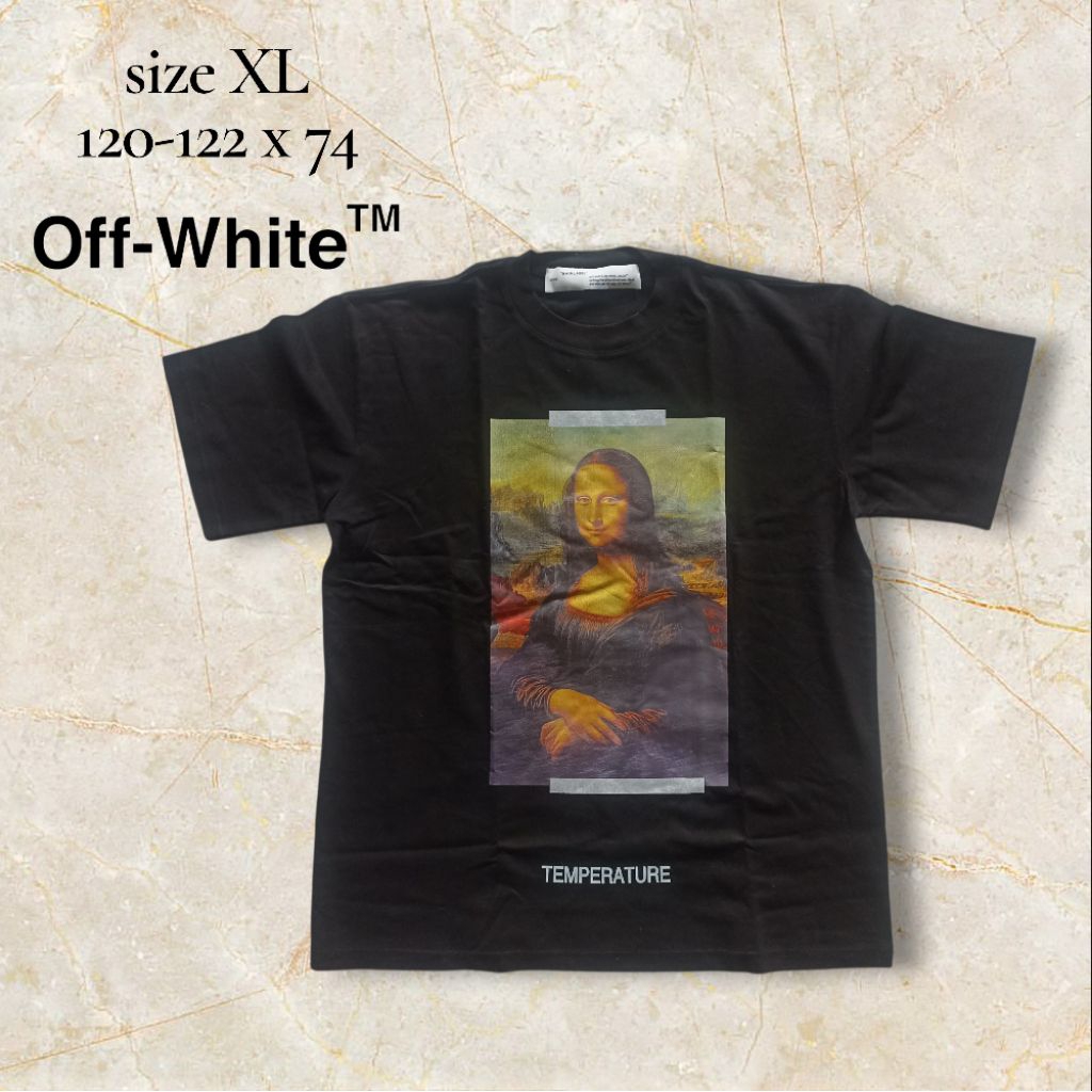 preloved kaos t-shirt off-white ow monalisa hitam sz XL