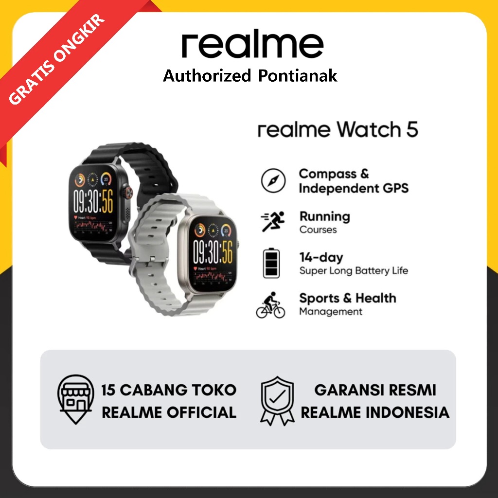 realme Watch 5 | Compass&Independent GPS | Sports&Health Management | GARANSI RESMI REALME INDONESIA