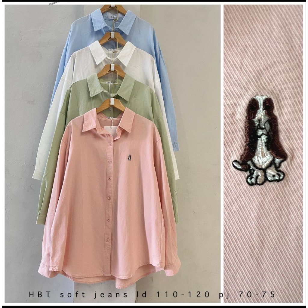 Real pic ORIGINAL dan TERMURAH Kemeja Oversize Soft Jeans PREMIUM Butik / kemeja Jumbo Jeans PREMIUM