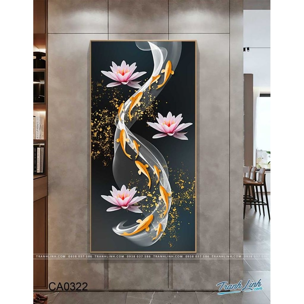 lukisan dinding aestetic ikan koi