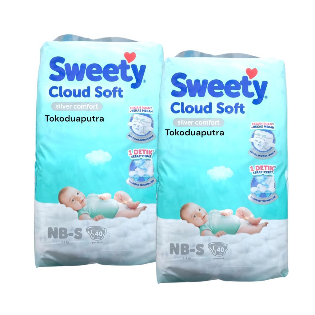 2 Ball - Sweety Silver Cloud Soft NB-S 40 / Popok Perekat Sweety Silver NB S 40 / Sweety Silver Comf