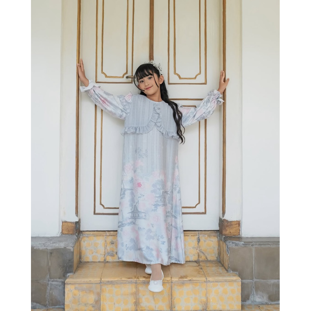 KAMIMA PADANG - Bale Series - Alin Kids Dress in Frost Grey - Dress Anak
