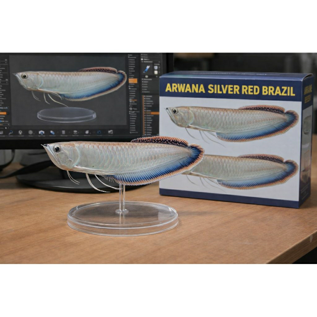 Action Figure Ikan Asli Arwana Silver Red Brazil