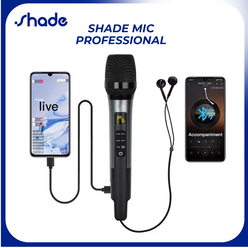 BEST SALE {Exclusive_Debystringguitars} Mic Karaoke Wireless Shade MC20 Sound Card Terintegrasi,