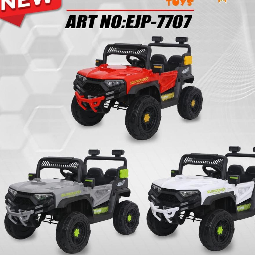 Mainan Anak Mobil Aki Jeep Exotic EJP 7707 Ban Plastik  - MERAH