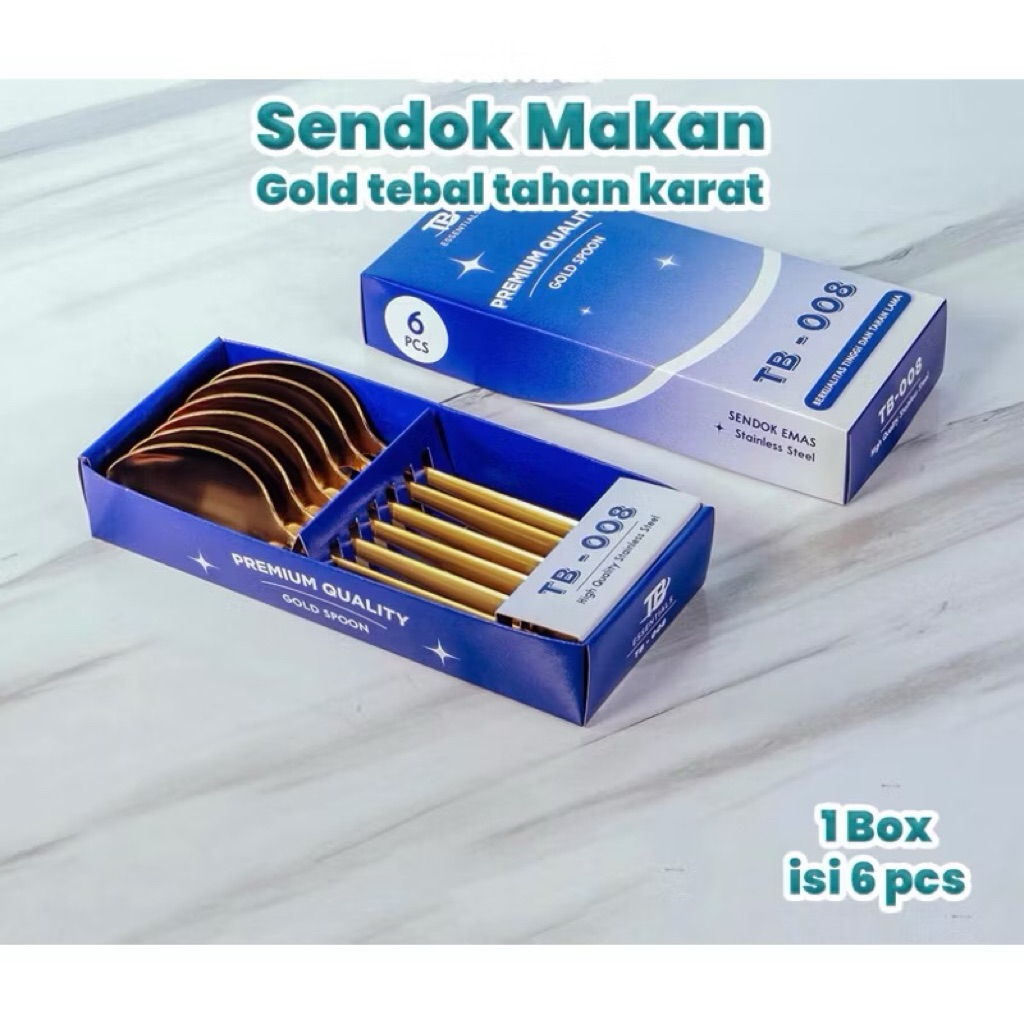 Sendok Teh Gold Stainless Steel / Sendok Teh Emas isi 6pcs / Sendok Es Cream Oval