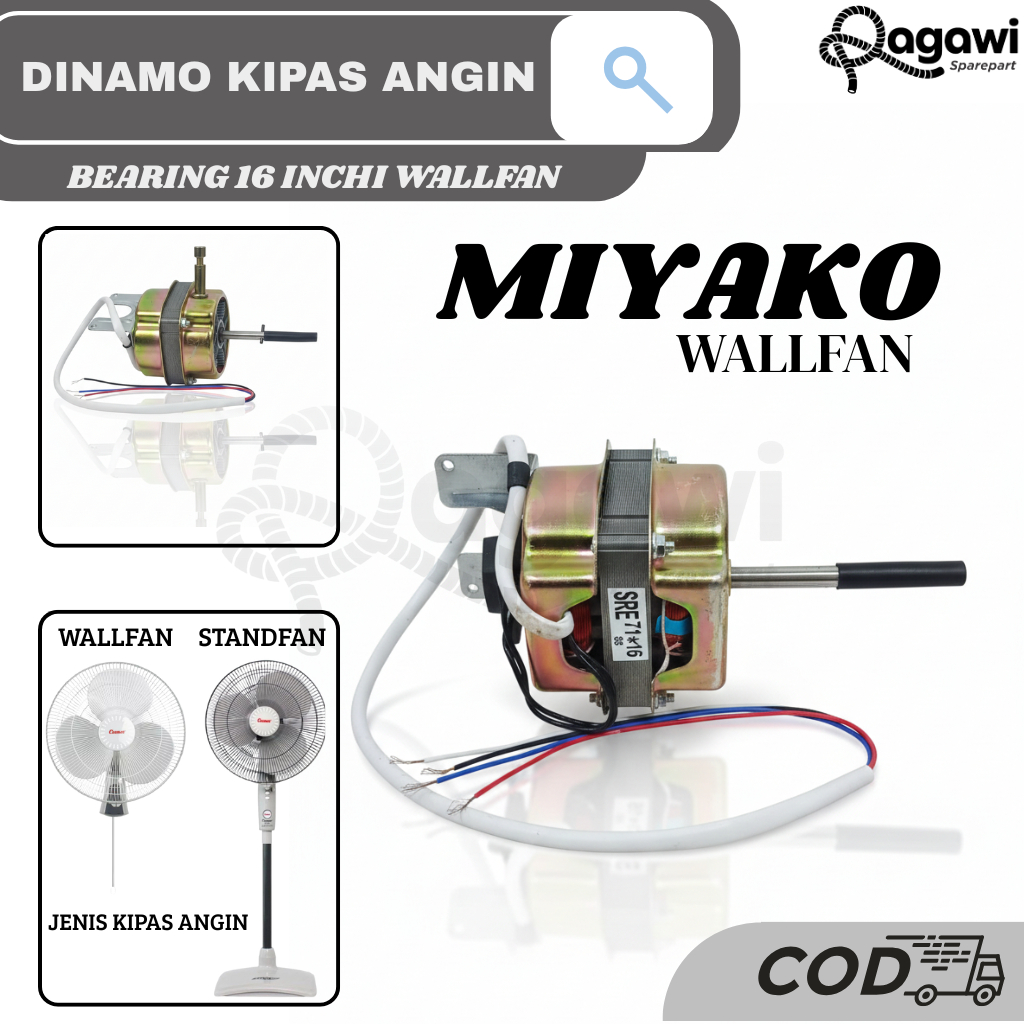 Dinamo Kipas Angin Wallfan Miyako / Motor Kipas Angin Dinding dengan Remote Merk Miyako
