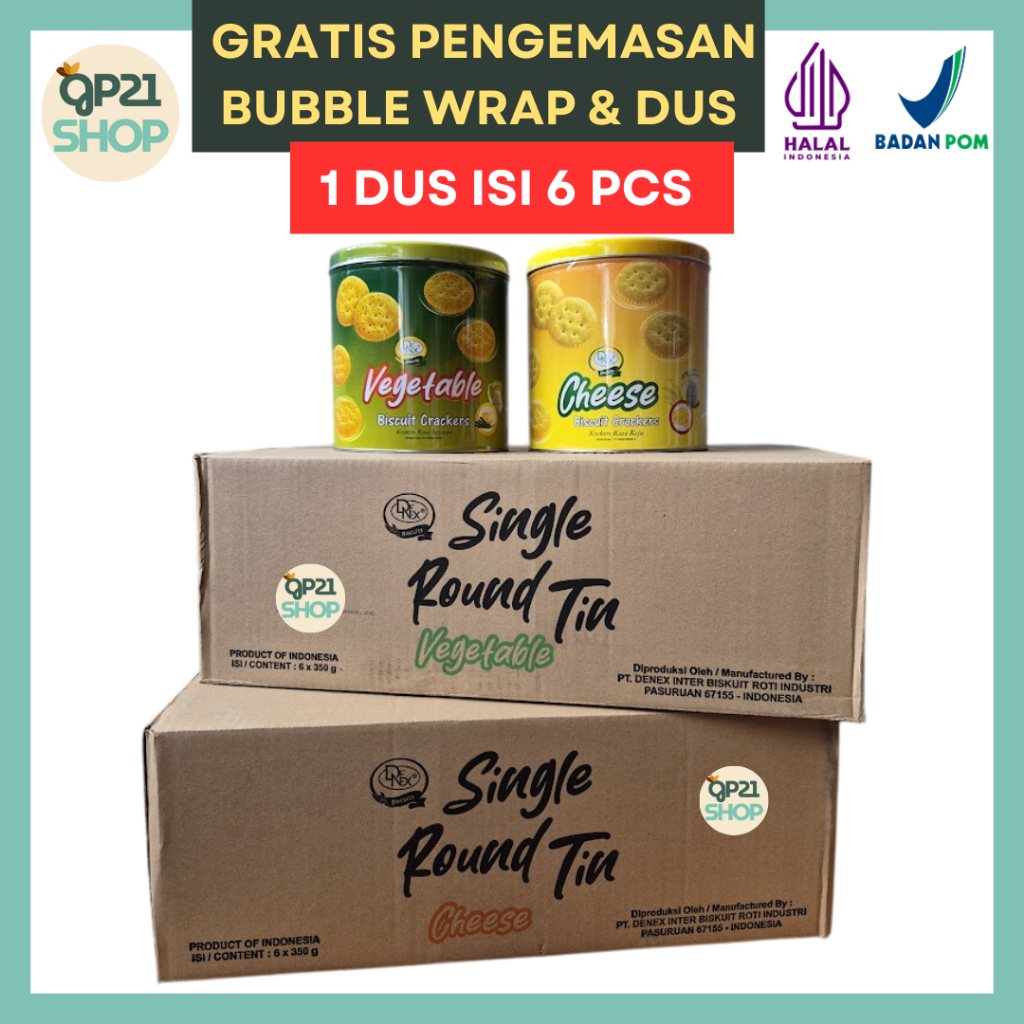 Denex Vegetable Cheese Biscuits Kaleng 1 Dus Isi 6 pcs x 350gr - Biskuit Lebaran Parcel Hampers