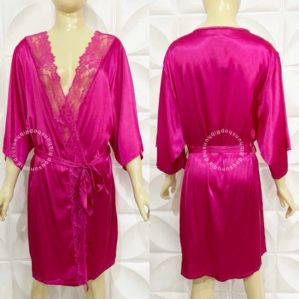 La Senza Original Satin Kimono With Lace Size S/M L/XL 60262596