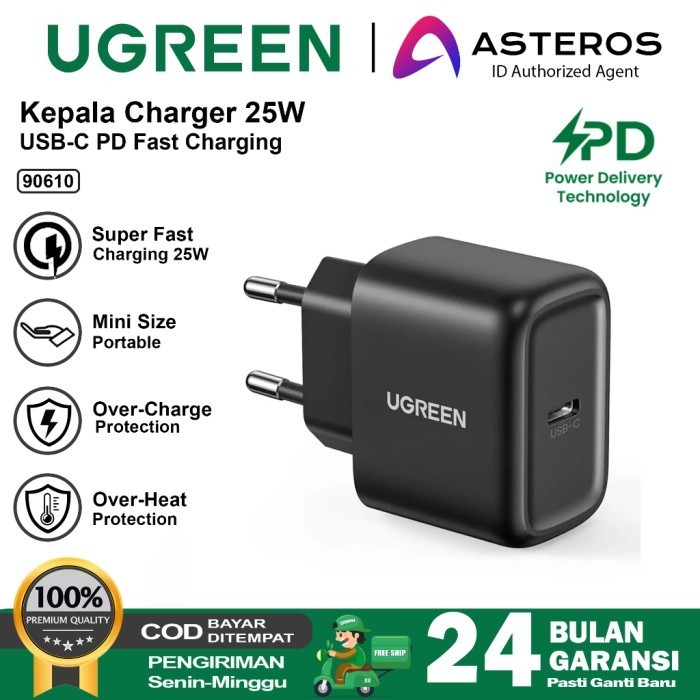 UGREEN Kepala Charger 25 watt PD Type C Super Fast Charging PD 3.0 4.0 90610