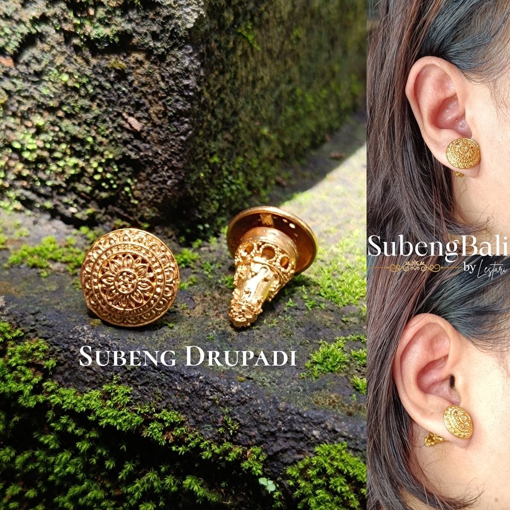 Subeng Bali | Anting Bali | Giwang Bali model Drupadi alpaka lapis emas